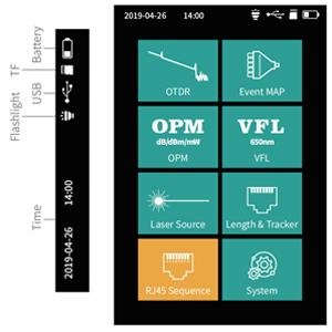 1310/1550nm SM 테스트 범위 5m-60Km 미니 OTDR 9 in 1 APC UPC SC/FC/ST/LC 어댑터와 함께 테스트 1