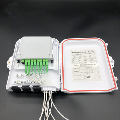 주문 1*8 분배기 모듈 FTTH 광섬유 분배기 상자 절단되지 않은 케이블 ABS 흰색 난연제 UL94 V0 온라인 제조