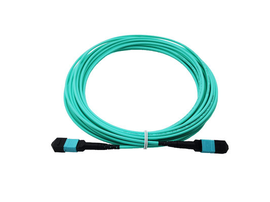 주문 12 광섬유 MPO 패치 케이블 어셈블리 OM3 40/100G 아쿠아 데이터 센터용 10 미터 온라인 제조