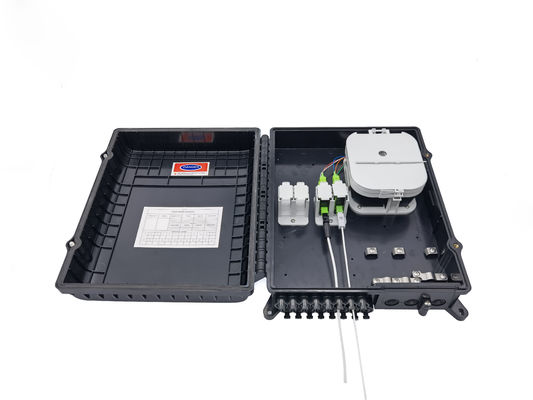 주문 16Ports Outdoor Optical Distribution Box Black With Sc Adapters Plate For  2x3mm Flat Drop Cable Outlets PC ABS Material 온라인 제조