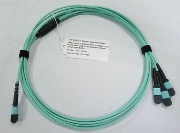 주문 24 광섬유 MTP MPO 케이블 어셈블리 OM3 10G 아쿠아 25 미터 블루 온라인 제조