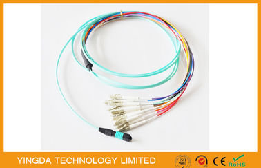 주문 다중 모드 MTP MPO 케이블 OM3 10G 평평한 OFNR 리본 케이블 집회 12Fibers 온라인 제조