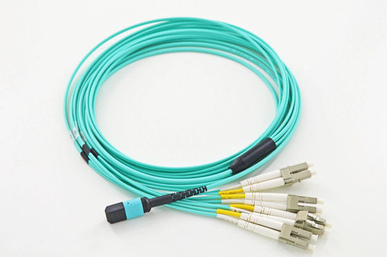 윙다 고속 8섬유 MPO 남성에서 LC OM3 Fanout 패치 코드 싱글 모드 9/125um 브레이크 100G 400G
