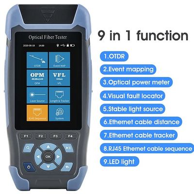 1310/1550nm SM 테스트 범위 5m-60Km 미니 OTDR 9 in 1 APC UPC SC/FC/ST/LC 어댑터와 함께 테스트