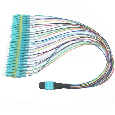 MPO 허리 케이블 12 섬유 패너웃 LC PC 컬러 핑테일 MM OM3 MM 8F 12F 24F LSZH MPO MTP 광섬유 패치 코드